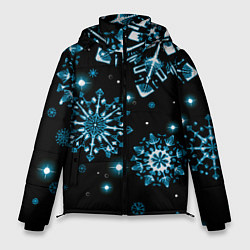Куртка зимняя мужская Кружение снежинок, цвет: 3D-черный