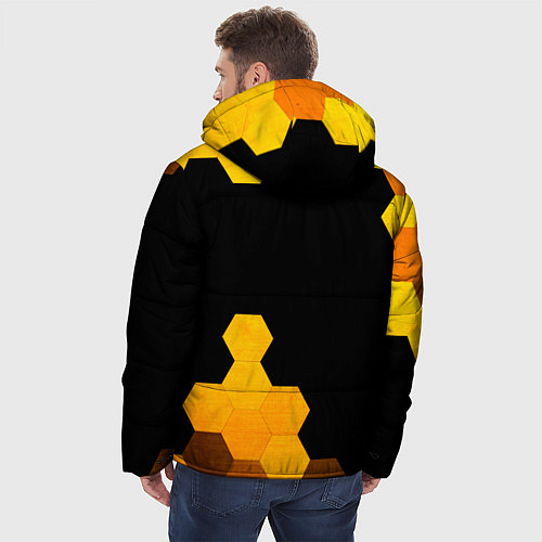 Мужская зимняя куртка Dead Space - gold gradient вертикально / 3D-Черный – фото 4