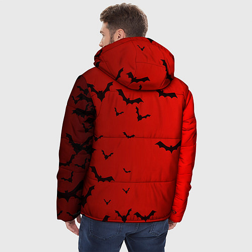 Мужская зимняя куртка Летучие мыши на красном фоне / 3D-Черный – фото 4