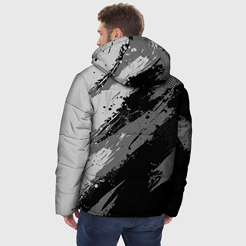 Мужская зимняя куртка Герб РФ - серый монохромный / 3D-Черный – фото 4