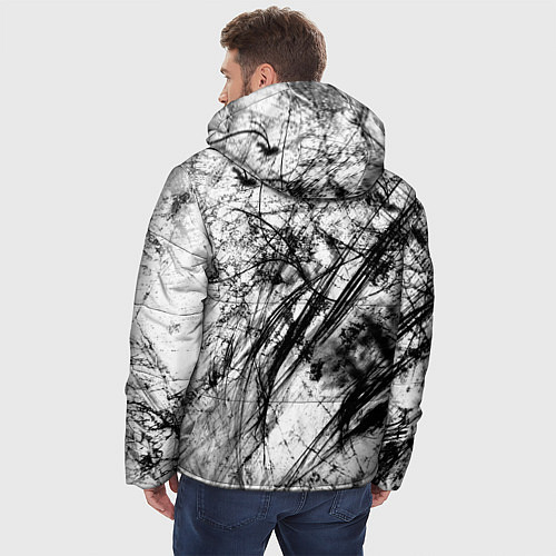 Мужская зимняя куртка Чёрно белые узоры / 3D-Черный – фото 4