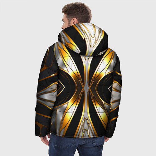 Мужская зимняя куртка Неоновый узор стальная бабочка / 3D-Черный – фото 4