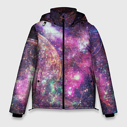 Куртка зимняя мужская Пурпурные космические туманности со звездами, цвет: 3D-красный