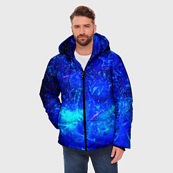 Куртка зимняя мужская Синий лёд и снежинки, цвет: 3D-черный — фото 2