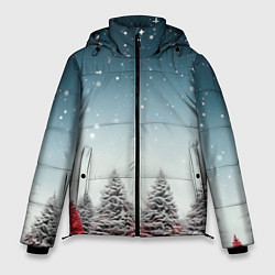Куртка зимняя мужская Волшебство зимней природы иней на деревьях, цвет: 3D-светло-серый