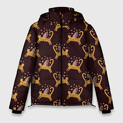 Куртка зимняя мужская Крылатый леопардовый кот, цвет: 3D-черный