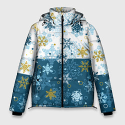 Куртка зимняя мужская Снежинки новогодние, цвет: 3D-черный