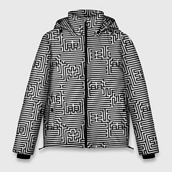 Куртка зимняя мужская Лабиринт с иероглифами, цвет: 3D-светло-серый