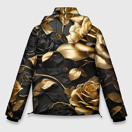 Мужская зимняя куртка Металлические розы золотые и черные / 3D-Красный – фото 2