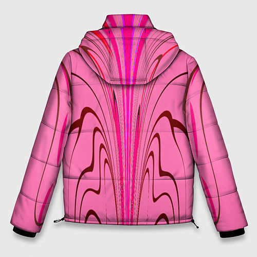 Мужская зимняя куртка Плавные линии на розовом фоне / 3D-Красный – фото 2