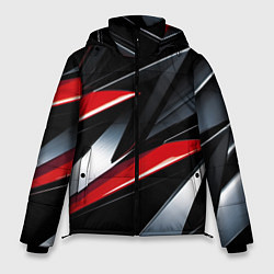 Куртка зимняя мужская Red black abstract, цвет: 3D-черный