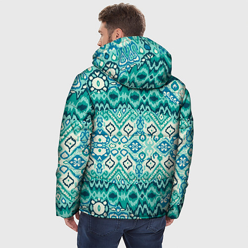 Мужская зимняя куртка Орнамент узбекского народа - икат / 3D-Красный – фото 4