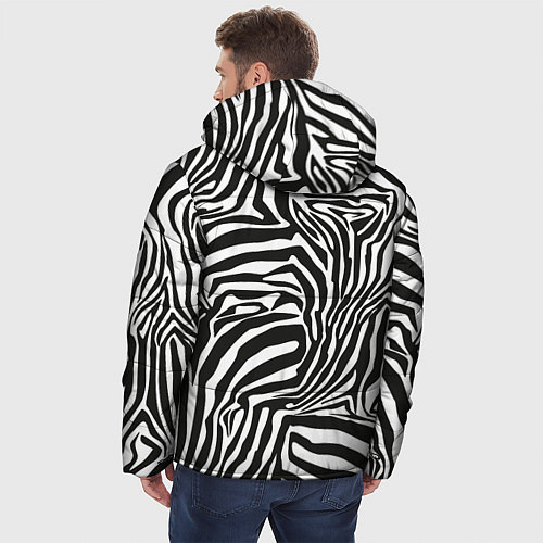Мужская зимняя куртка Шкура зебры черно - белая графика / 3D-Черный – фото 4