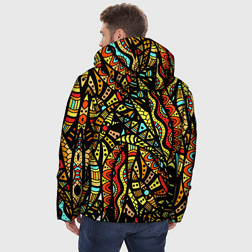 Мужская зимняя куртка Африканская живопись / 3D-Красный – фото 4