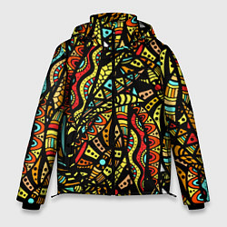 Куртка зимняя мужская Африканская живопись, цвет: 3D-красный