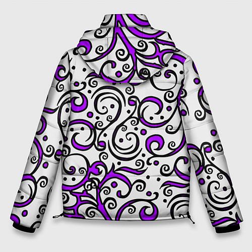 Мужская зимняя куртка Фиолетовые кружевные узоры / 3D-Красный – фото 2