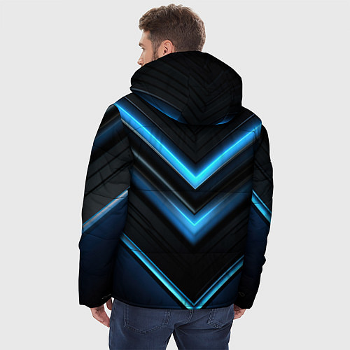 Мужская зимняя куртка Галактическая абстракция синяя / 3D-Красный – фото 4