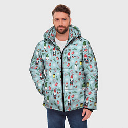 Куртка зимняя мужская Новогодние акварельные гномы, цвет: 3D-светло-серый — фото 2