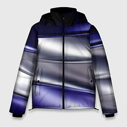 Куртка зимняя мужская Белая абстракция на фиолетовом, цвет: 3D-черный