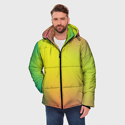 Куртка зимняя мужская Желтый и зеленый градиент, цвет: 3D-черный — фото 2