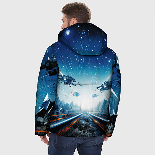 Мужская зимняя куртка Космическая абстракция / 3D-Светло-серый – фото 4