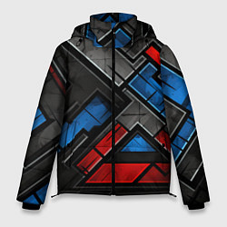 Куртка зимняя мужская Темная абстракция из геометрических фигур, цвет: 3D-красный