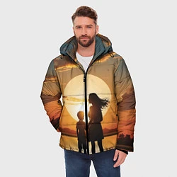 Куртка зимняя мужская Мать и дитя на закате, цвет: 3D-красный — фото 2