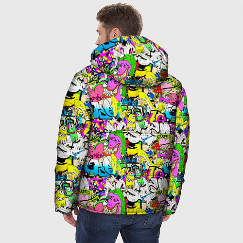 Мужская зимняя куртка Цветное граффити / 3D-Светло-серый – фото 4