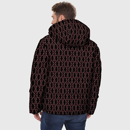 Мужская зимняя куртка Узоры бордо паттерн / 3D-Черный – фото 4
