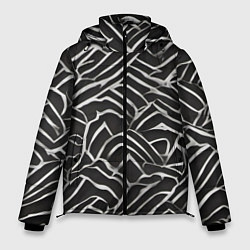 Куртка зимняя мужская Абстракция черное серебро, цвет: 3D-красный