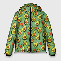 Куртка зимняя мужская Авокадо и сердечки, цвет: 3D-черный