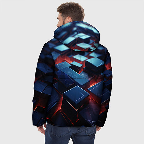 Мужская зимняя куртка Синие плиты абстракция разлома / 3D-Черный – фото 4