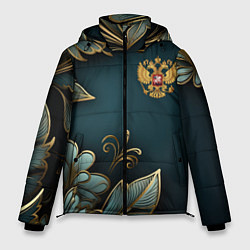 Куртка зимняя мужская Золотые листья и герб России, цвет: 3D-красный