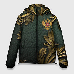 Куртка зимняя мужская Золотые узоры и герб России, цвет: 3D-красный