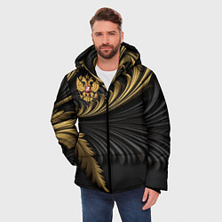 Куртка зимняя мужская Герб России черный и золотой фон, цвет: 3D-светло-серый — фото 2