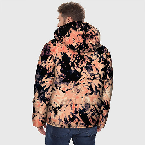 Мужская зимняя куртка Абстракция чёрный и бледно-оранжевый / 3D-Черный – фото 4