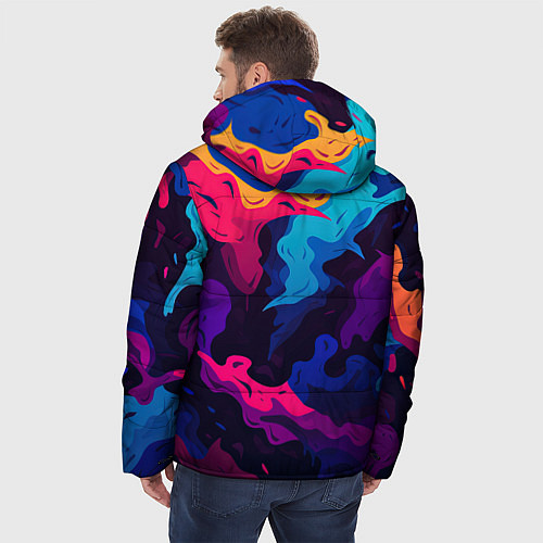 Мужская зимняя куртка Яркие абстрактные фигуры / 3D-Светло-серый – фото 4