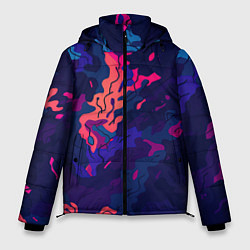 Куртка зимняя мужская Яркая абстракция в стиле камуфляжа, цвет: 3D-черный