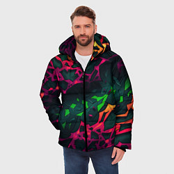 Куртка зимняя мужская Яркая абстракция в стиле камуфляжа, цвет: 3D-красный — фото 2