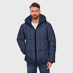 Куртка зимняя мужская Серо-синий геометричные линии, цвет: 3D-светло-серый — фото 2
