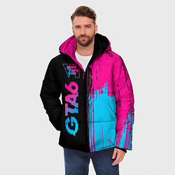 Куртка зимняя мужская GTA6 - neon gradient по-вертикали, цвет: 3D-черный — фото 2