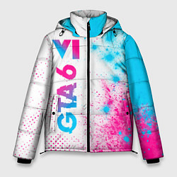 Куртка зимняя мужская GTA 6 neon gradient style по-вертикали, цвет: 3D-черный