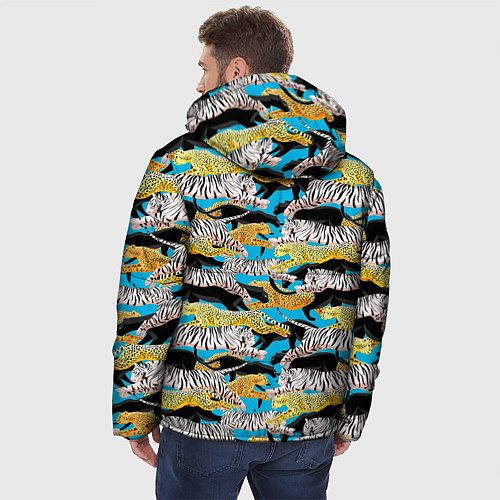Мужская зимняя куртка Прыжок диких кошек / 3D-Черный – фото 4