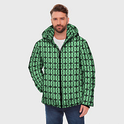Куртка зимняя мужская Чёрные узоры на зелёном, цвет: 3D-светло-серый — фото 2