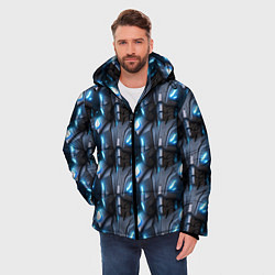 Куртка зимняя мужская Кибернетическая броня синяя, цвет: 3D-черный — фото 2