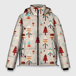 Куртка зимняя мужская Елочный узор, цвет: 3D-красный