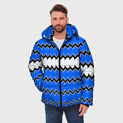Куртка зимняя мужская Синие и белые полосы, цвет: 3D-красный — фото 2