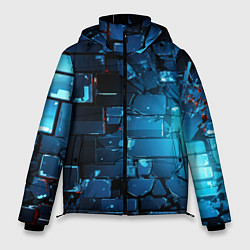 Куртка зимняя мужская Синие абстрактные плиты, цвет: 3D-светло-серый