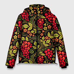 Куртка зимняя мужская Хохломская роспись красные ягоды, цвет: 3D-светло-серый