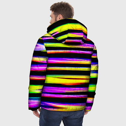Мужская зимняя куртка Цветные неоновые полосы / 3D-Красный – фото 4